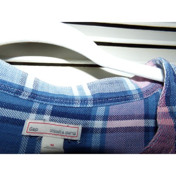 Gap blue/pink Boho plaid tunic top M‎ LN condition - Picture 5 of 5